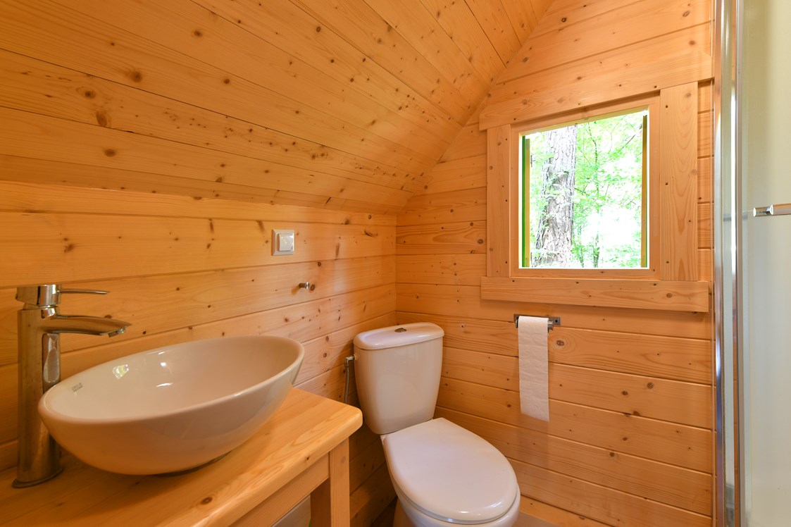 Glampingunterkunft: Bad mit WC und Dusche im Family-Troll - Family Troll am Waldcamping Brombach