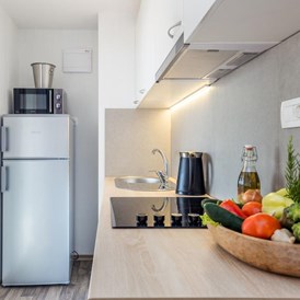 Glampingunterkunft: kitchen - Premium Mobile Home with sea view