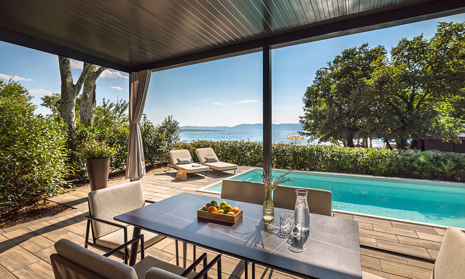 Camping de lujo - getrennte Schlafbereiche - Kvarner - Amber Sea Luxury Home with private pool_pool area - Aminess Style Camping Atea Resort 5* Luxury Holiday Home