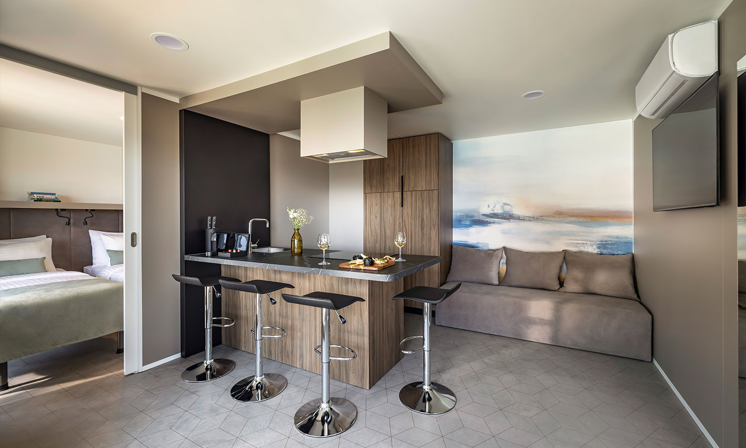 Camping de lujo - getrennte Schlafbereiche - Kvarner - Amber Sea Luxury Home with private pool_living room - Aminess Style Camping Atea Resort 5* Luxury Holiday Home