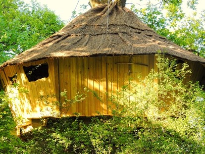 Luxuscamping - Baumhaus von außen - Baumhaus für 2 Personen auf Domaine des Alicourts