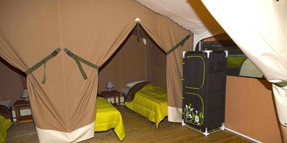 Luxuscamping - Pyrénées-Orientales - Lodgezelt von innen - Camping Ma Prairie Lodgezelt auf Camping Ma Prairie