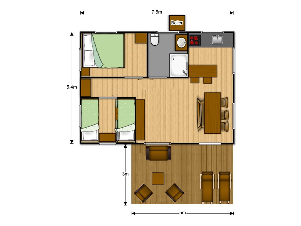 Glampingunterkunft: Safari Zelt Typ LB (5 Pers) - Comfort Lodge Zelte