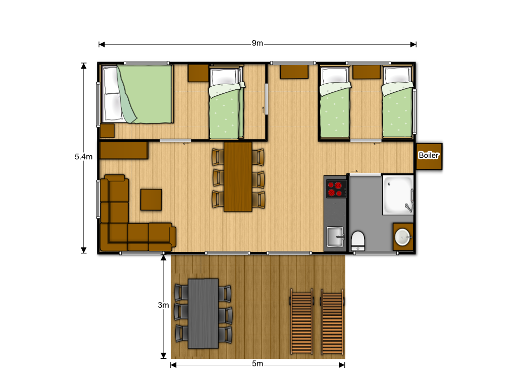 Glampingunterkunft: Safari Zelt Typ LX (6 Pers) - Comfort Lodge Zelte
