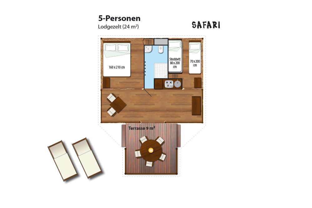 Glampingunterkunft: Einteilung der Safari-Lodge - SunLodge Safari von Suncamp auf Camping Village Cavallino