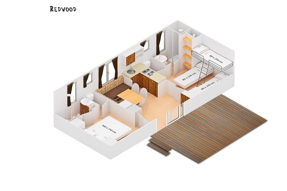 Glampingunterkunft: Einteilung der Lodge - SunLodge Redwood von Suncamp auf Camping Village Cavallino