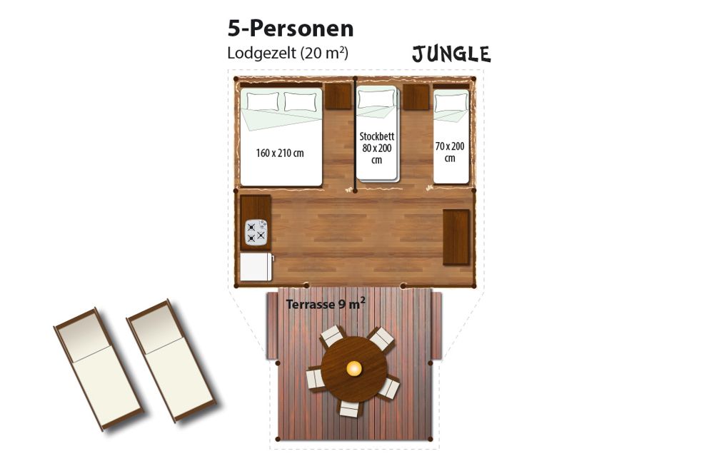 Glampingunterkunft: Einteilung der Unterkunft - SunLodge Jungle von Suncamp auf Union Lido