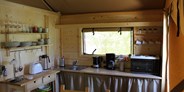 Luxuscamping - Unterkunft alleinstehend - Zeltlodges 5x5 m Kochgelegenheit - Zelt Lodges Campingplatz Ammertal