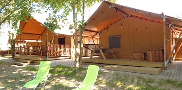Luxuscamping - Art der Unterkunft: Safari-Zelt - Safarilodges - Außen Ansicht - Campingplatz am Treidlerweg