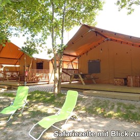 Glampingunterkunft: Safarilodges - Außen Ansicht - Campingplatz am Treidlerweg