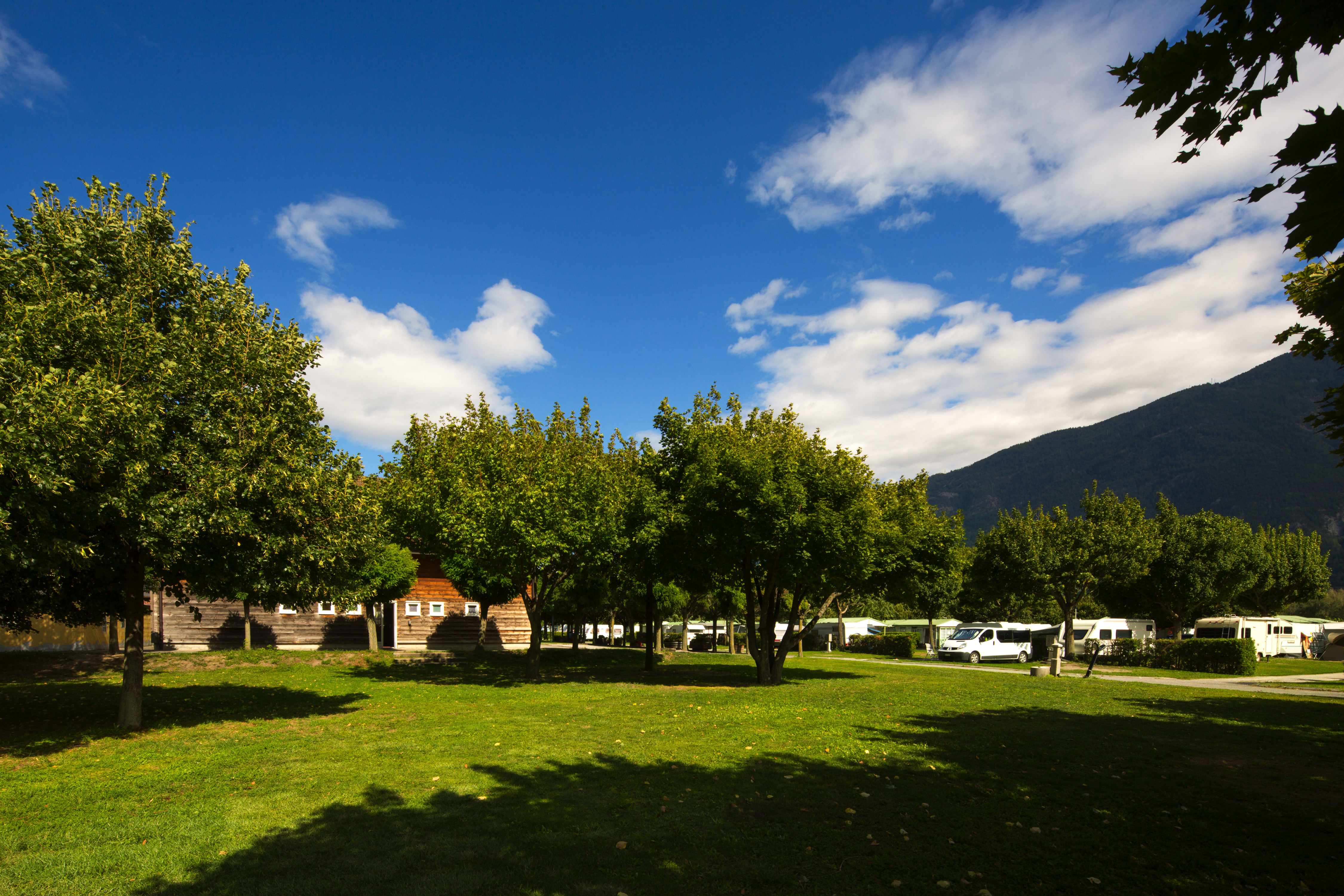 Glampingunterkunft: Profitieren Sie vom walliser Mikroklima in freundlicher, einladender Umgebung. Auf unserem Parkplatz befindet sich seit letztem Jahr ein Stromanschluss, um Ihr Elektroauto laden zu lassen, während sie Ihre Mahlzeit bei uns geniessen.
 - Klassische Mietchalets am Camping de la Sarvaz
