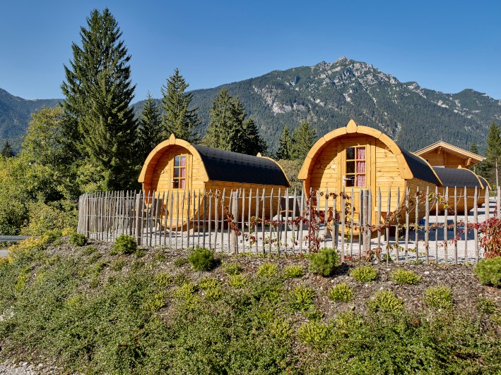 Glampingunterkunft: Schlaffässer im Camping Resort Zugspitze